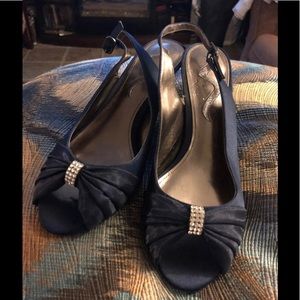 Navy Blue sling-back dress heels